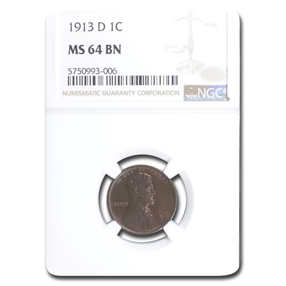 1913-D Lincoln Cent MS-64 NGC (Brown) 1913-D Lincoln Cent MS-64 NGC (Brown)