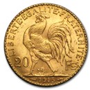 1913 France Gold 20 Francs Rooster BU