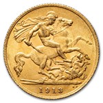 1913 Great Britain Gold Half Sovereign George V BU