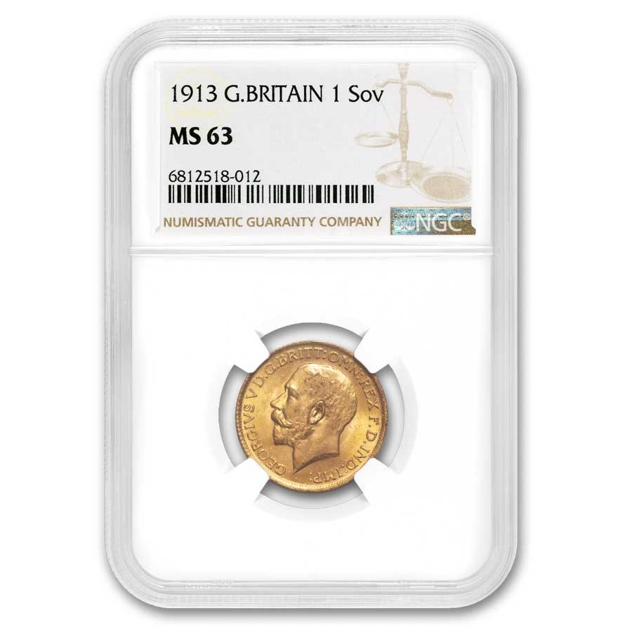 1913 Great Britain Gold Sovereign George V MS-63 NGC