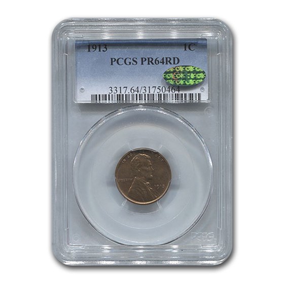 1913 Lincoln Cent PR-64 PCGS CAC (Red) 1913 Lincoln Cent PR-64 PCGS CAC (Red)