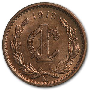 1913 Mexico Centavo Bronze BU Red/Brown KM#415 1913 Mexico Centavo Bronze BU Red/Brown KM#415