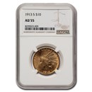 1913-S $10 Indian Gold Eagle AU-55 NGC