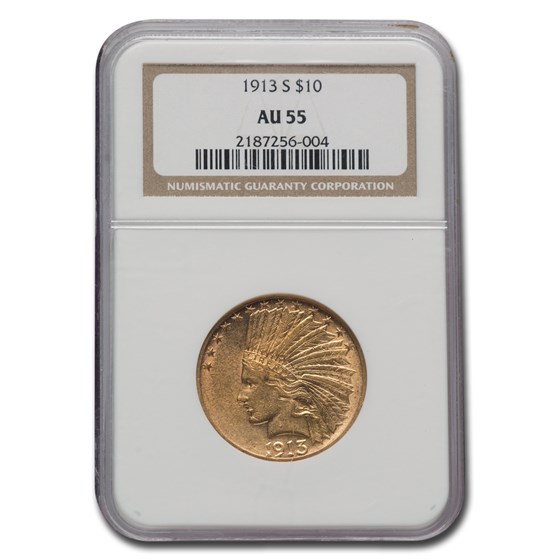 1913-S $10 Indian Gold Eagle AU-55 NGC 1913-S $10 Indian Gold Eagle AU-55 NGC