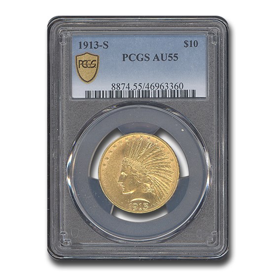 1913-S $10 Indian Gold Eagle AU-55 PCGS 1913-S $10 Indian Gold Eagle AU-55 PCGS