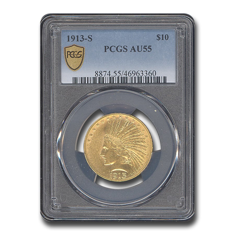 1913-S $10 Indian Gold Eagle AU-55 PCGS