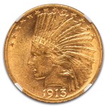 1913-S $10 Indian Gold Eagle AU-58 NGC