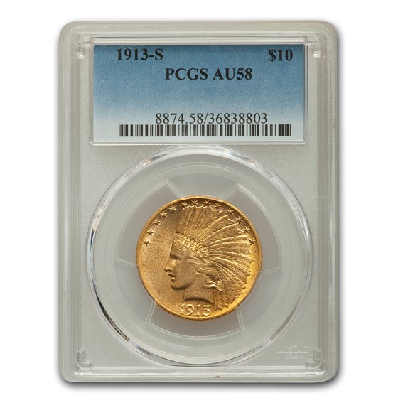 1913-S $10 Indian Gold Eagle AU-58 PCGS 1913-S $10 Indian Gold Eagle AU-58 PCGS