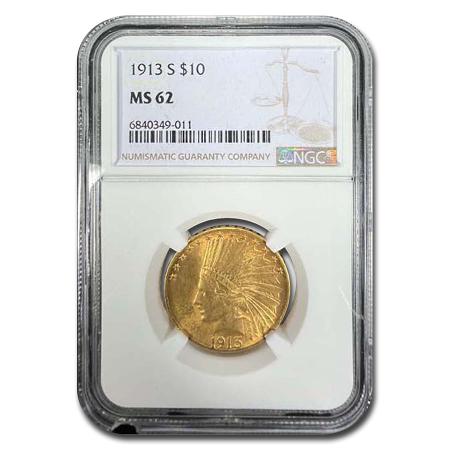 1913-S $10 Indian Gold Eagle MS-62 NGC