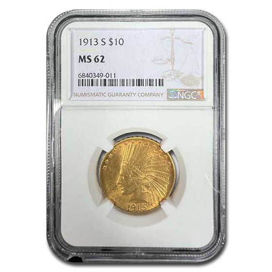 1913-S $10 Indian Gold Eagle MS-62 NGC 1913-S $10 Indian Gold Eagle MS-62 NGC