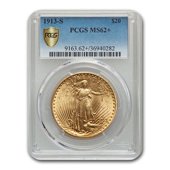 1913-S $20 Saint-Gaudens Gold Double Eagle MS-62+ PCGS 1913-S $20 Saint-Gaudens Gold Double Eagle MS-62+ PCGS