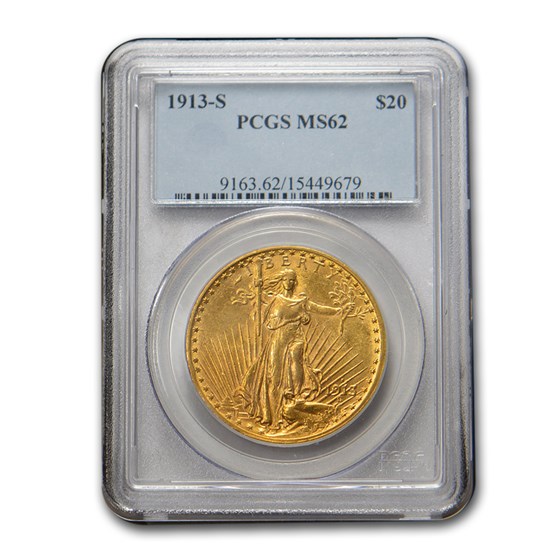 1913-S $20 Saint-Gaudens Gold Double Eagle MS-62 PCGS 1913-S $20 Saint-Gaudens Gold Double Eagle MS-62 PCGS