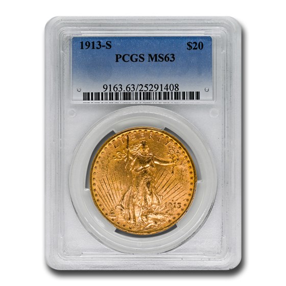 1913-S $20 Saint-Gaudens Gold Double Eagle MS-63 PCGS 1913-S $20 Saint-Gaudens Gold Double Eagle MS-63 PCGS