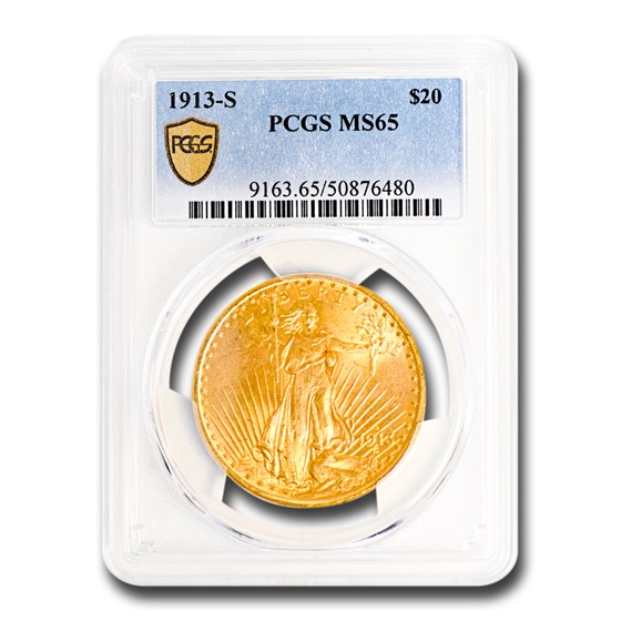 1913-S $20 Saint-Gaudens Gold Double Eagle MS-65 PCGS 1913-S $20 Saint-Gaudens Gold Double Eagle MS-65 PCGS