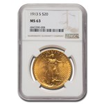1913-S $20 St Gaudens Gold Double Eagle MS-63 NGC