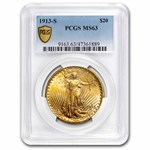 1913-S $20 St Gaudens Gold Double Eagle MS-63 PCGS