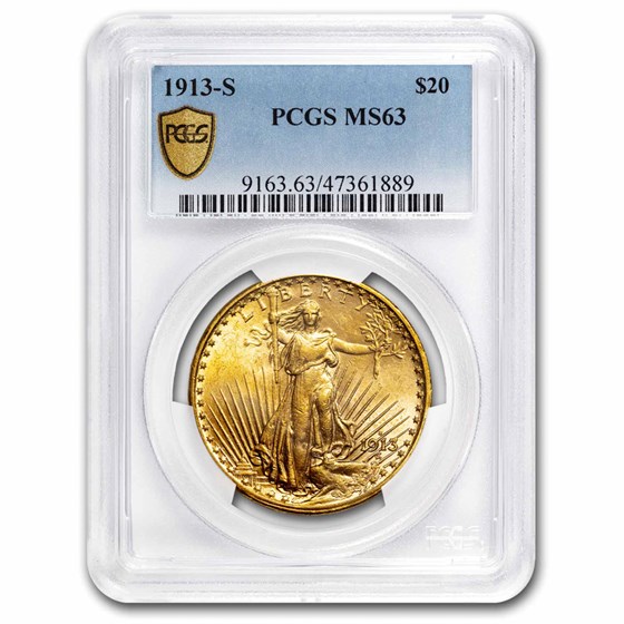 1913-S $20 St Gaudens Gold Double Eagle MS-63 PCGS 1913-S $20 St Gaudens Gold Double Eagle MS-63 PCGS