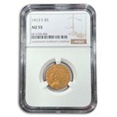 1913-S $5 Indian Gold Half Eagle AU-55 NGC