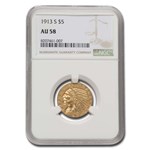 1913-S $5 Indian Gold Half Eagle AU-58 NGC