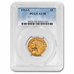 1913-S $5 Indian Gold Half Eagle AU-58 PCGS