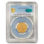 1913-S $5 Indian Gold Half Eagle MS-62+ PCGS CAC