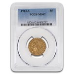 1913-S $5 Indian Gold Half Eagle MS-62 PCGS