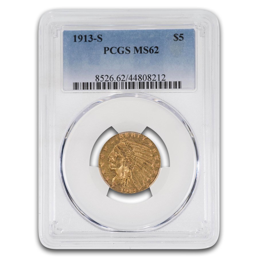 1913-S $5 Indian Gold Half Eagle MS-62 PCGS