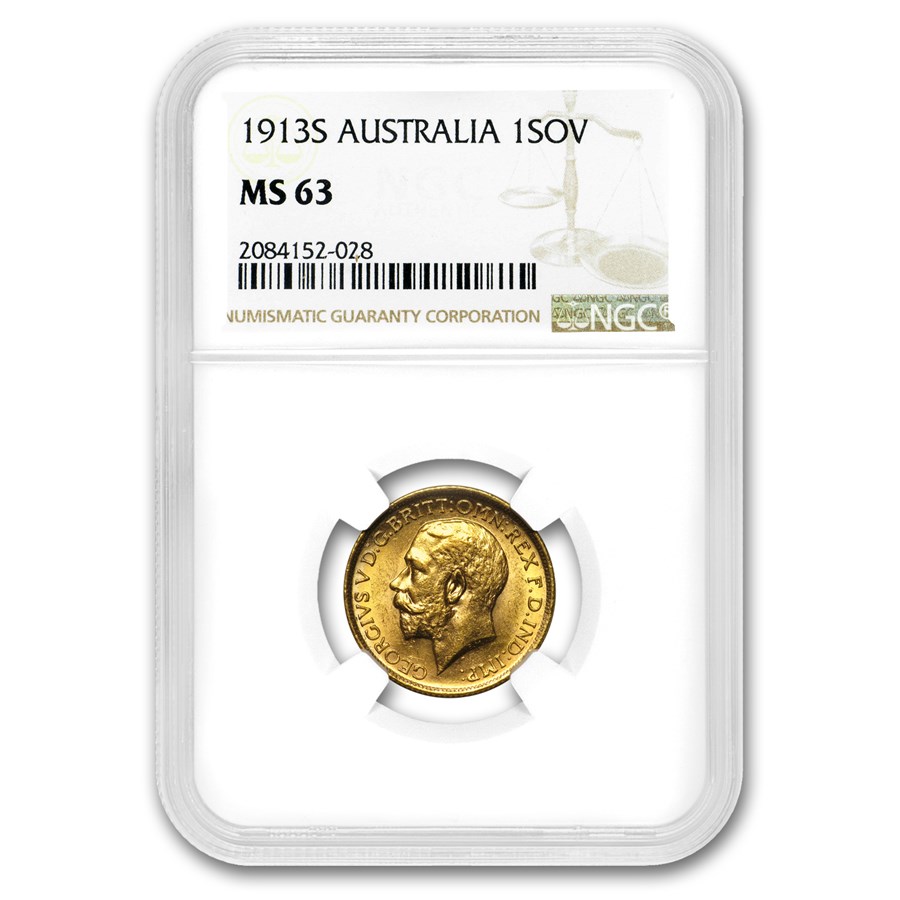 1913-S Australia Gold Sovereign George V MS-63 NGC