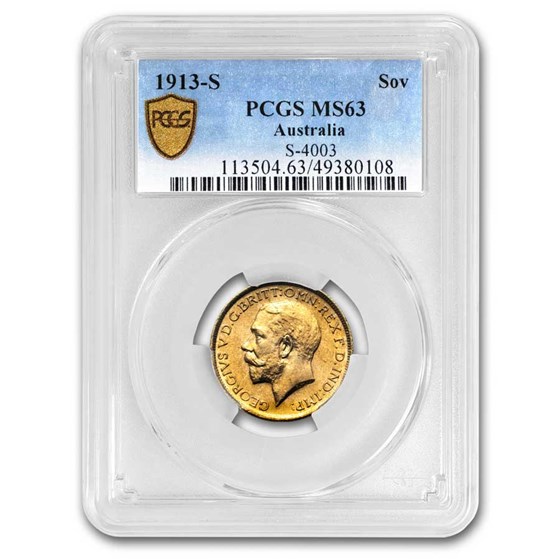 1913-S Australia Gold Sovereign George V MS-63 PCGS 1913-S Australia Gold Sovereign George V MS-63 PCGS