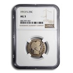 1913-S Barber Quarter AG-03 NGC