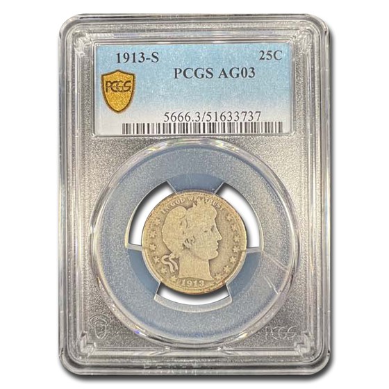 1913-S Barber Quarter AG-03 PCGS 1913-S Barber Quarter AG-03 PCGS