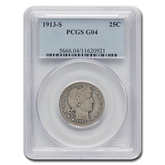 1913-S Barber Quarter Good-4 PCGS 1913-S Barber Quarter Good-4 PCGS
