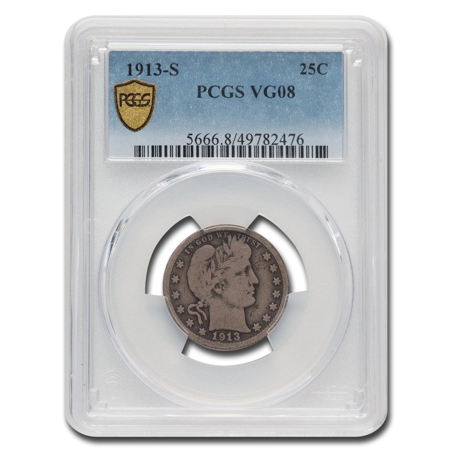 1913-S Barber Quarter VG-8 PCGS