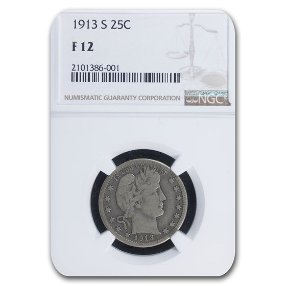 1913-S Barber Quarter F-12 NGC 1913-S Barber Quarter F-12 NGC