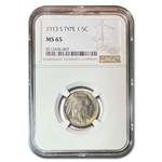 1913-S Buffalo Nickel Type-I MS-65 NGC