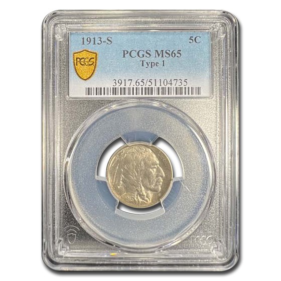 1913-S Buffalo Nickel Type-I MS-65 PCGS