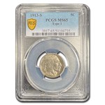 1913-S Buffalo Nickel Type-I MS-65 PCGS