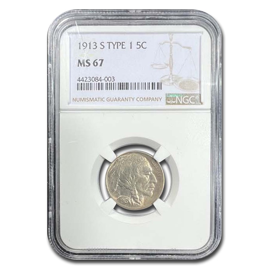 1913-S Buffalo Nickel Type-I MS-67 NGC