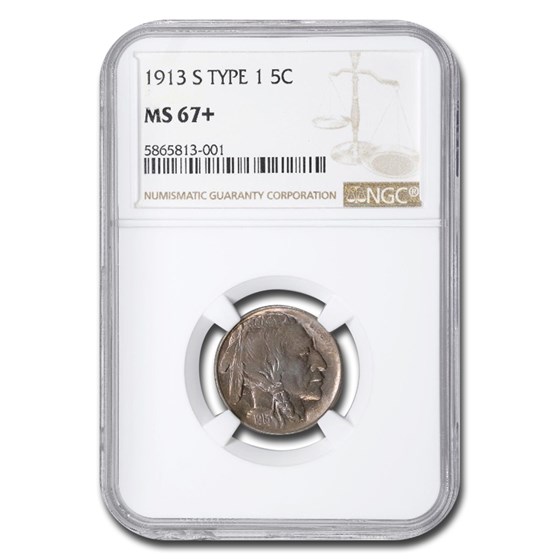 1913-S Buffalo Nickel Type-I MS-67+ NGC 1913-S Buffalo Nickel Type-I MS-67+ NGC