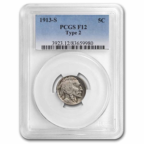 1913-S Buffalo Nickel Type-II Fine-12 PCGS 1913-S Buffalo Nickel Type-II Fine-12 PCGS