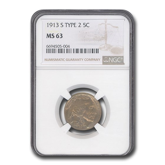 1913-S Buffalo Nickel Type-II MS-63 NGC 1913-S Buffalo Nickel Type-II MS-63 NGC