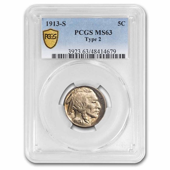 1913-S Buffalo Nickel Type-II MS-63 PCGS 1913-S Buffalo Nickel Type-II MS-63 PCGS