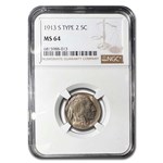 1913-S Buffalo Nickel Type-II MS-64 NGC