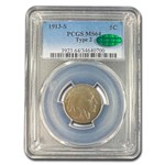 1913-S Buffalo Nickel Type-II MS-64+ PCGS CAC