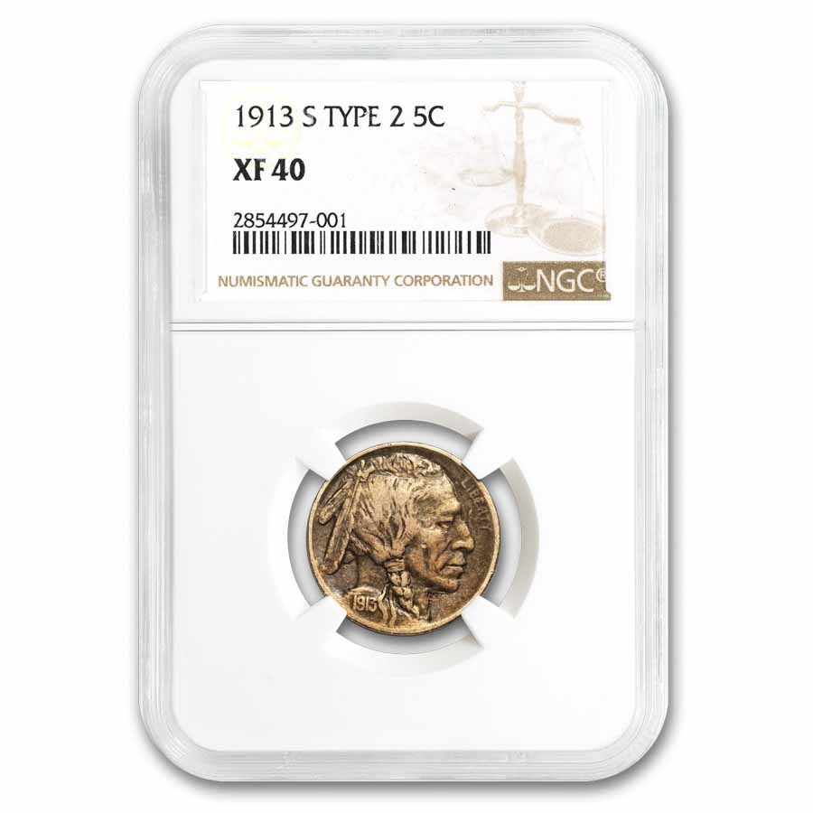 1913-S Buffalo Nickel Type-II XF-40 NGC