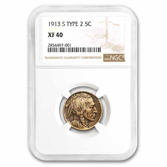 1913-S Buffalo Nickel Type-II XF-40 NGC 1913-S Buffalo Nickel Type-II XF-40 NGC