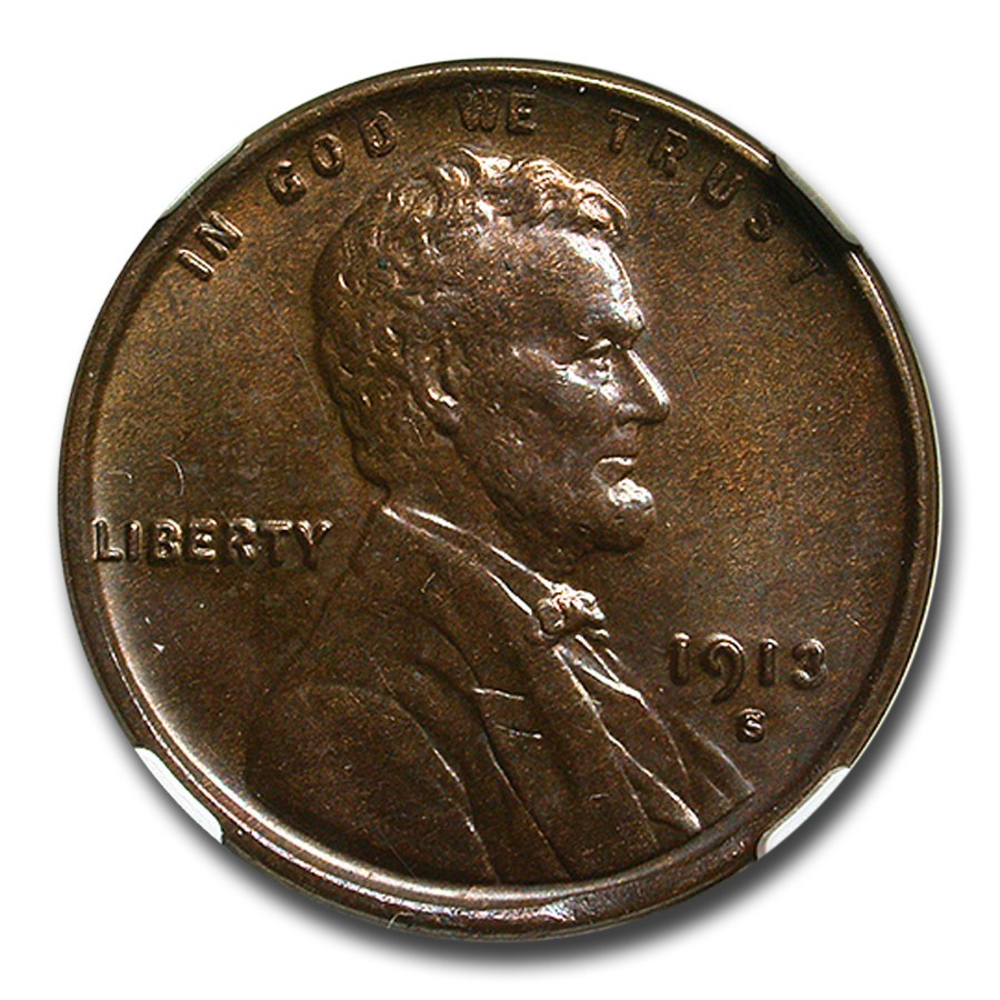 1913-S Lincoln Cent MS-63 NGC (Brown)
