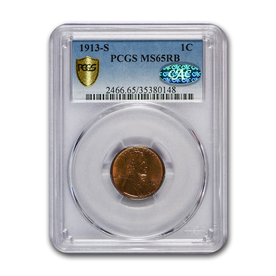 1913-S Lincoln Cent MS-65 PCGS CAC (Red/Brown)