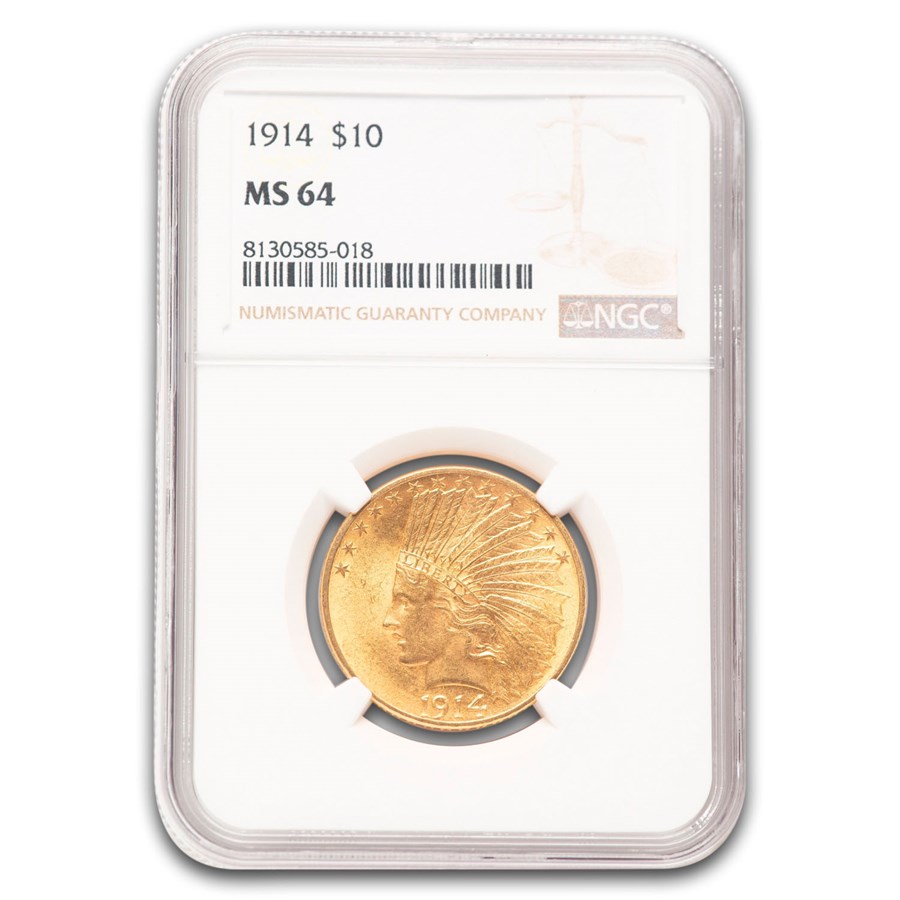 1914 $10 Indian Gold Eagle MS-64 NGC
