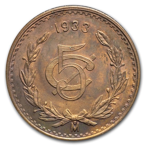 1914-1935 Mexico Bronze 5 Centavos AU/BU 1914-1935 Mexico Bronze 5 Centavos AU/BU